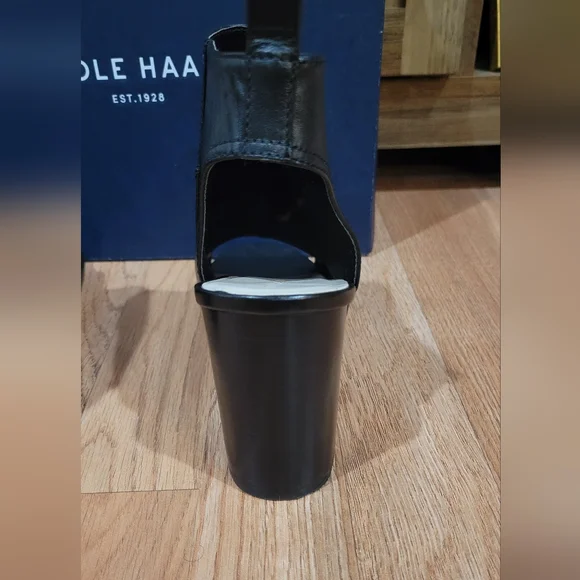 Cole Haan ZULA SHOOTIE II Block Heel Open Toe Shoe, Black leather, Size 9B - Picture 7 of 12